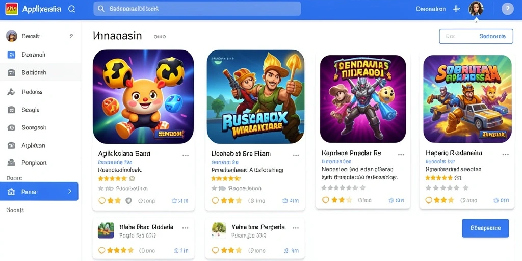Tampilan utama dengan pilihan permainan yang menarik.